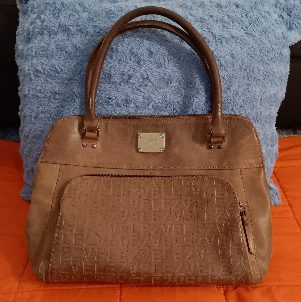 Velez Handbag Brown Leather Shoulder Bag Oversized Purse Boho Style Distressed